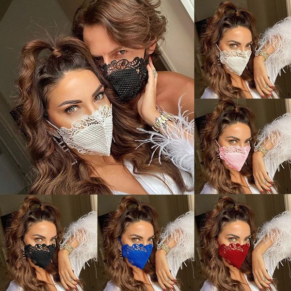 

delicate lace applique washable and reusable mouth facemask pattern design sports dustproof respirator face mask