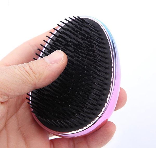 

detangle hair brush rainbow head massage shampoo brush comfortable hair washing comb body bath spa slimming mass bbyake lipper, Silver