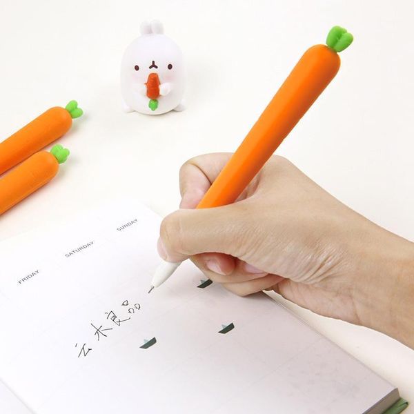 

1 pcs creative cute black refill neutral pen stationery korean personalized signature gel pens student carrot water-based pen1