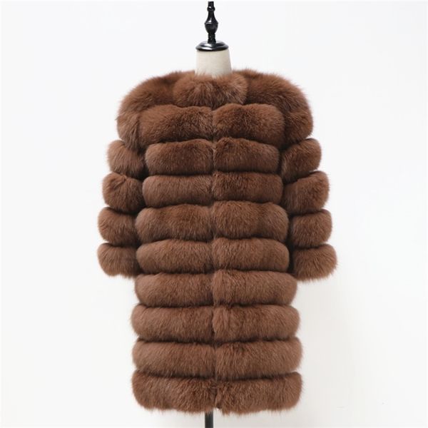 Cappotto di pelliccia di volpe reale caldo da donna lungo cappotto di pelliccia genuino invernale Moda Outwear Cappotto di pelliccia di volpe naturale di lusso per ragazze queentina 201212
