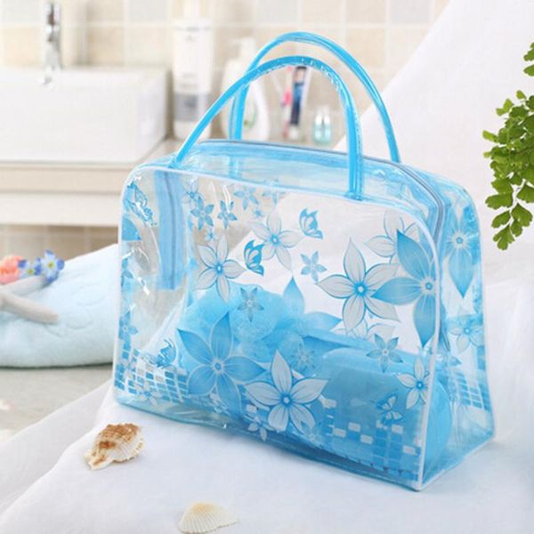 

transparent flower waterproof makeup toiletry travel wash cosmetic pouch women bag for shoes organizer for underwear storage