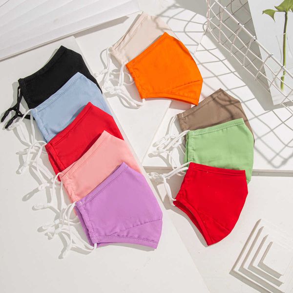 

3layers earloop washable cotton 10styles anti-fog solid dustproof outdoor face mouth cover proctective mask can be put f