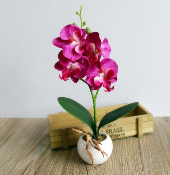 

decorative flowers & wreaths artificial butterfly orchid potted bonsai flower set with real touch leaves plants floral pot for wedding home