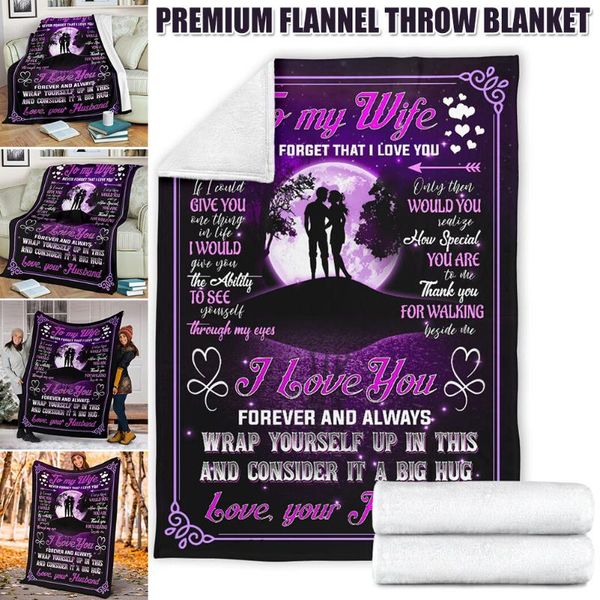 

blankets premium blanket to my wife i love you fleece flannel throw cozy soft plush quilt customized gift ho