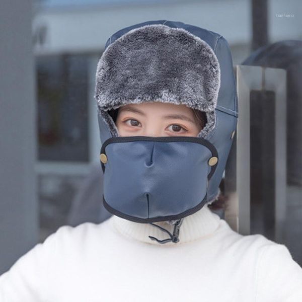 

cycling caps & masks outdoor winter fashion ear protection windproof hat leather curling lei feng comfortable warm exquisite work1, Black