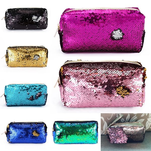 

ynkho new bag zipper fashion coin sequin student sequin pen cosmetic sequins cosmetic hand bag women's mermaid purse mx4op