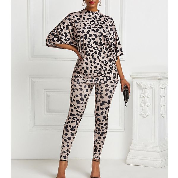 

2020 sexy two piece set sexy leopard длинным рукавом сыпучие top и high stretch карандаш pant set женщины двухкусочный эпикировка x0923, Gray