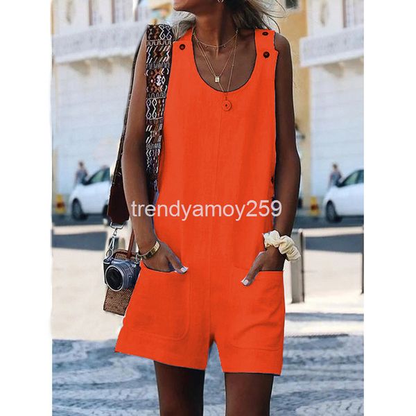 

women's pants & capris summer women's round neck pocket button strap jumpsuit, Black;white