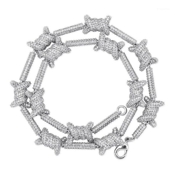 

new design miami generous buckle copper material cuban necklace iced out cubic zirconia hip hop jewelry gift1, Silver