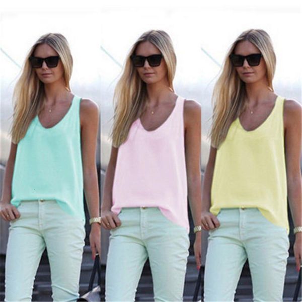 

women sleeveless vest chiffon blouse summer casual shirt feminino blusas mujer, White