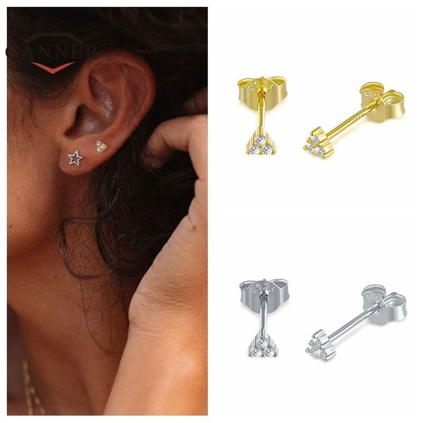

gold color zircon for women girls 925 sterling silver mini cz crystal stud earrings 2019 cute tiny earings gift h4 q1219, Golden;silver