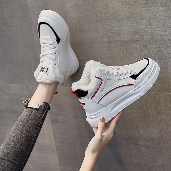

high winter shoes woman fur warm fashion sneakers tenis feminino platform casual zapatos de mujer brand women's buty damskie1, Black