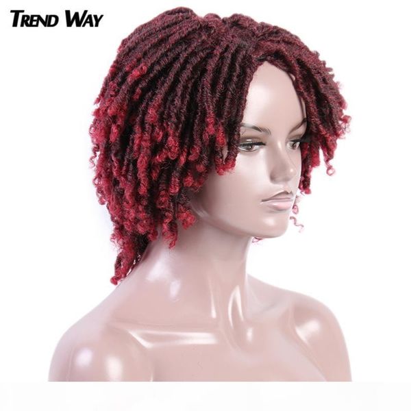 

trend way 14inch dreadlock twist synthetic wigs medium ombre curly hair wigs faux locs high temperature fiber dropshipping brown, Black