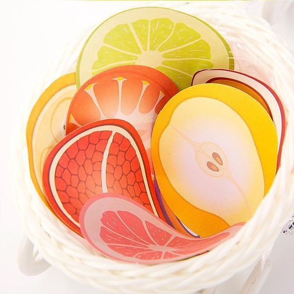 

6pcs random 24 sheets colorful fruit print self-adhesive paper sticky memo pad note stationery student message writing supply1