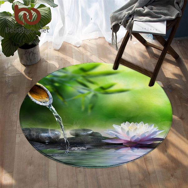 

beddingoutlet 3d print round carpets for bedroom zen garden soft floor mat flower waterlily lotus play mat massage stone rug