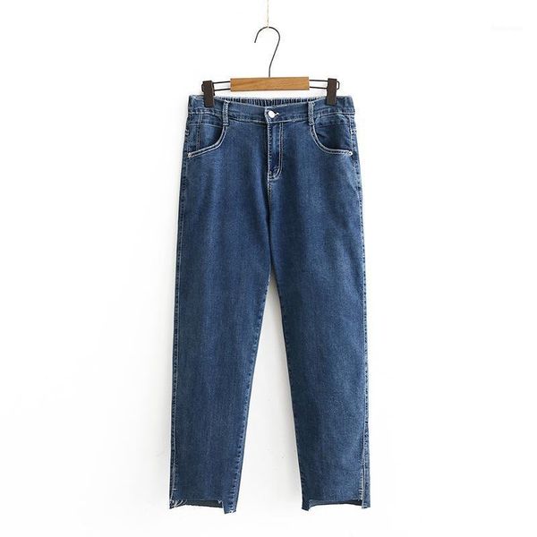 

plus size women's xl-4xl stretchable jeans casual large size slim blue denim pants1