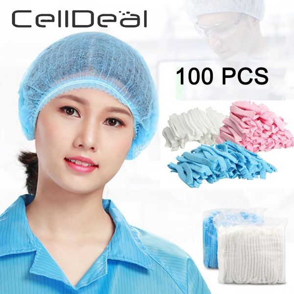

100pcs non-woven disposable shower caps dust hat women men bath cap for spa beauty salon bathroom bonnets l accessories hair