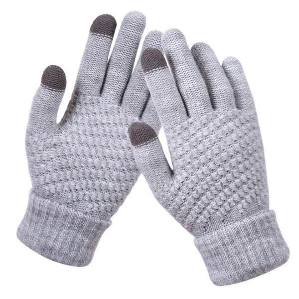 

women' knit gloves cashmere knitted winter gloveswomen autumn winter warm thick gloves touch screen skiing, Blue;gray