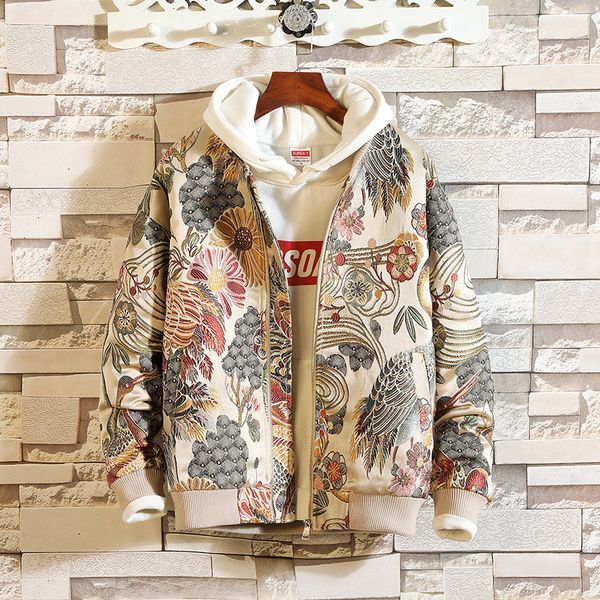 

2021 new chinese dragon embroidery style spring autumn jacket men streetwear clothes plus oversize m-5xl u5b9, Black;brown