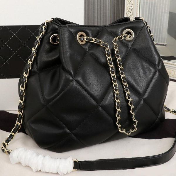 

the single shoulder bag backpacks designer purse mini bucket bag single shoulder bag lady handbag chain drawstring leather gold hardware hig
