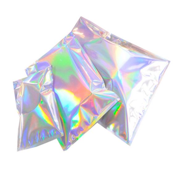 

laser color aluminum foil self adhesive retail bag candy cookies mylar foil packing pouch for grocery crafts packaging express bag 247 j2