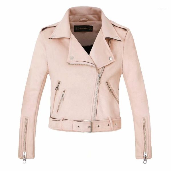 

outwear arrial women autumn winter suede faux leather jackets lady fashion matte motorcycle coats biker gray pink beige outwear1, Black