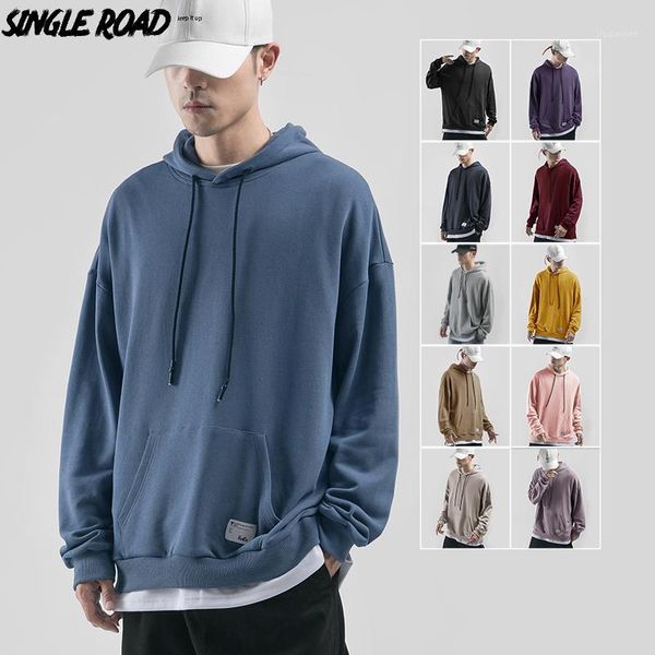 

singleroad 8 colors solid mens hoodies couple spring oversized hip hop japanese streetwear man yellow hoodie men sweatshirt male1, Black