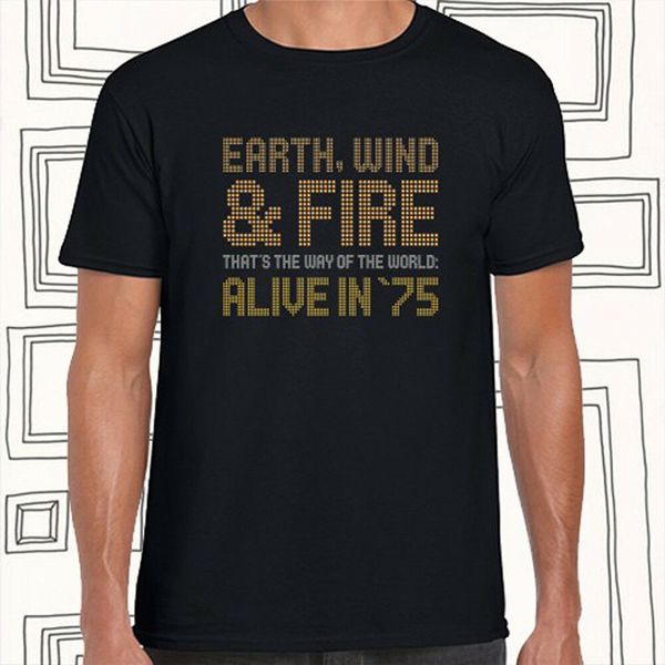 

earth, wind огонь обложка альбома логотип men's черная футболка размер s m l xl xxl xxxl открытый wear tee shirt спорта толстовка с капюшоно