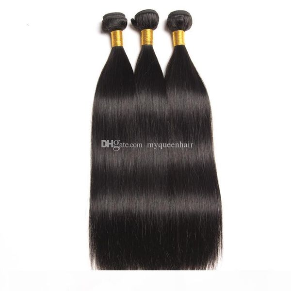 

brazilian virgin hair extensions 3 bundles silk straight unprocessed human hair weave brazilian straight hair weft, Black