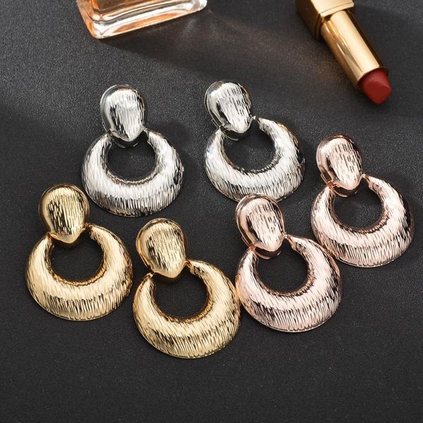 

mestilo 2020 new arrival big statement earrings for women gold silver rose gold color geometric round drop earrings jewelry