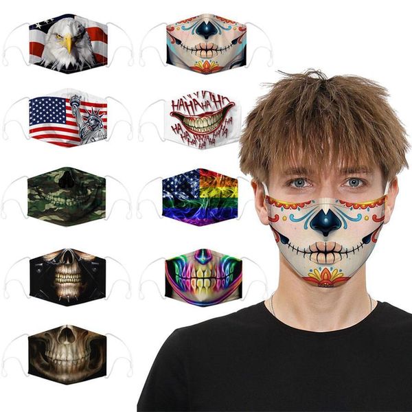 

face new windproof cosplay facemask reusable cotton face masks dust sports fashion flag mask mask halloween digital new skull lqin desi finv