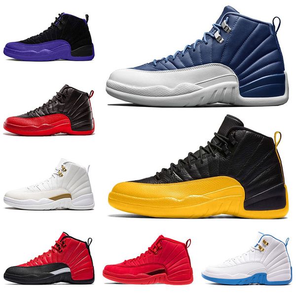 

originals basketball shoes 12 university gold 12s xii stone blue mens sneakers dark concor jumpman 23 flu game fiba bulls trainers size 13, White;red