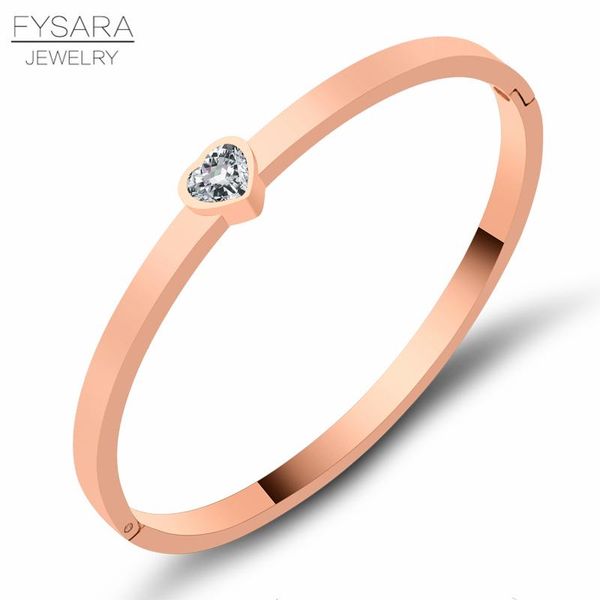 

fysara single lover heart bracelet for women stainless steel bangle rose gold color fashion charm bijoux bangle jewelry jllsuo, Black
