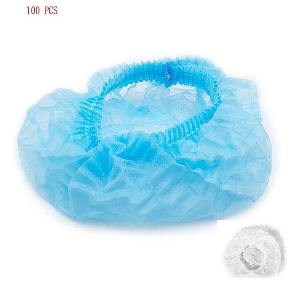 

100pcs/set disposable bouffant caps hair head cover net for eyelash extension spun bonded hair salon bathroom wmtyjp, Silver