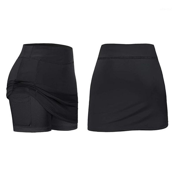 

yoga outfits 2 pcs skirts inner shorts elastic sports golf skorts with pockets fit fitness running-s & m1, White;red