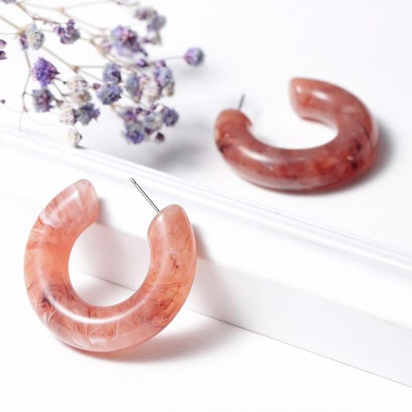 

hoop & huggie vintage earrings tortoiseshell acrylic bracelet for women circle c design leopard geometric round open charm elegant je, Golden;silver