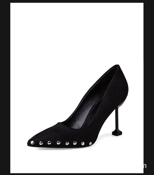 

2019 new arrival woman high heels ladies pointed toe wedding black color y200702