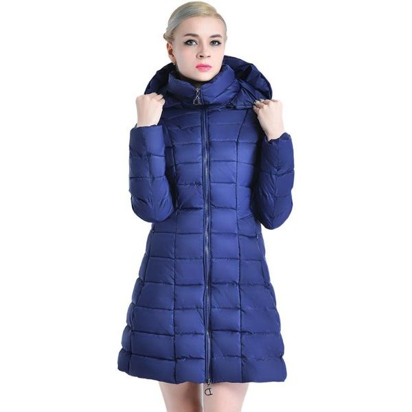 

women's winter long solid color slim-fit quilted cotton clothes hooded warm coat plus size winter parkas femme ropa de mujer, Black