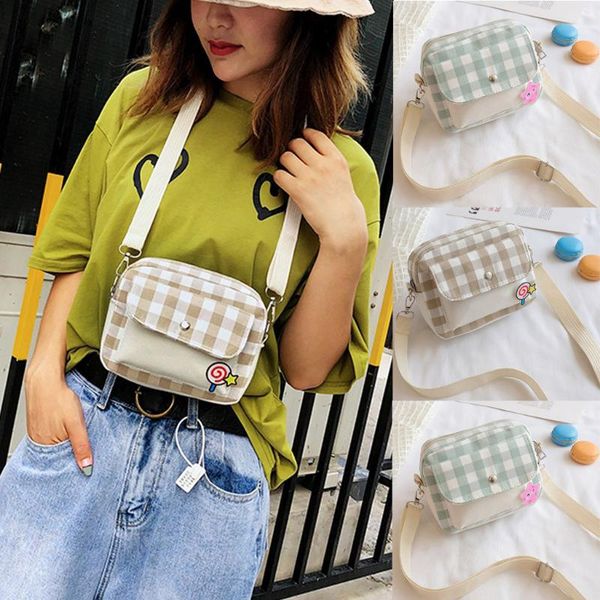 

crossbody bags for female canvas plaid shoulder bag ins fresh style small square bag women small shoulder bags