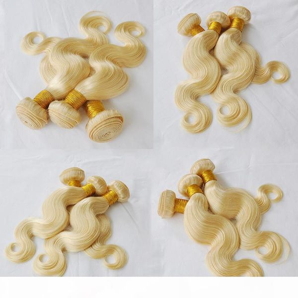 

body wave blonde color 613# human hair bundles malaysian indian peruvian remy hair weave hair extensions 3 pcs lot, dhl, Black