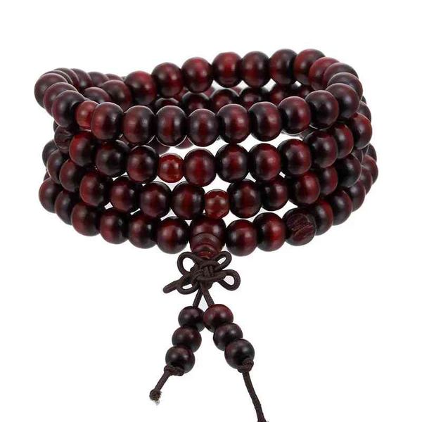

1pcs natural sandalwood buddhist buddha meditation wood prayer bead mala bracelet bangles women men jewelry 108 beads bijoux, Black