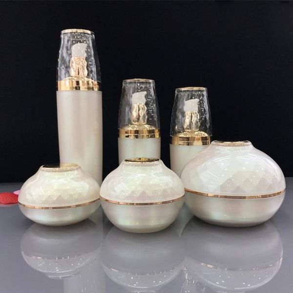 

10pcs 30g,50g,120g gold/white/light pink acrylic cream jar .empty cosmetic packing container lotion pump bottle