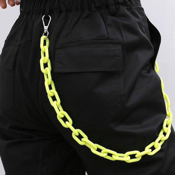

vintage contrast candy color cool girl's waist chain acrylic pants chain hiphop statement jewelry nice gift, Silver