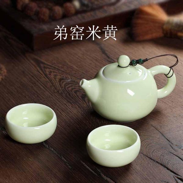 

chinese ceramic teapot cup 1 pot and 2 cups set ice cracking effect kung fu tea with office tea filter bbygau sweet07