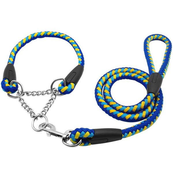 

2016 martingale braided large dog collar with leash pet traction rope collar set for big dog agility obedience behavior sqcymk