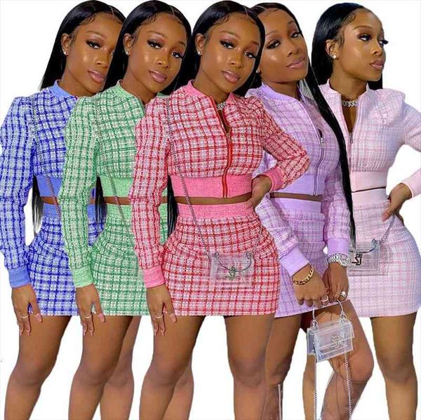 

women long sleeve jackets bodycon midi mini skirts suit two piece set vintage matching set dress, Gray