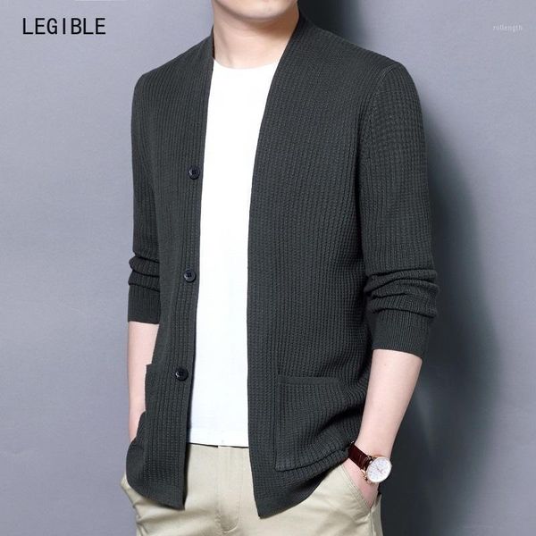 

legible men's sweaters autumn winter warm knitted sweater jackets solid cardigan coats male clothing casual knitwear1, White;black