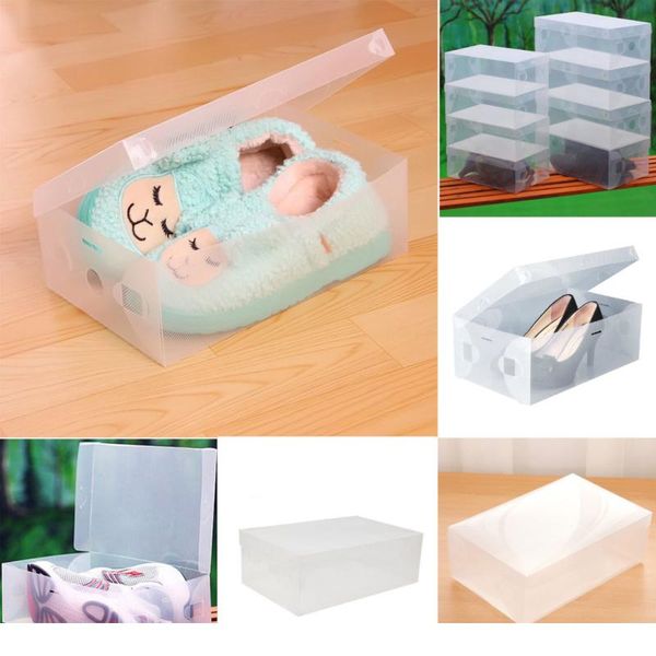 

8pcs transparent clear plastic shoe box storage shoe boxes foldable shoes case holder shoebox transparent shoes organiz sqclka
