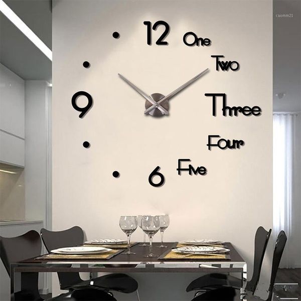 

fowecelt acrylic 3d large wall clock sticker diy aesthetic room decor modern living room decoration clock on the wall numbers1