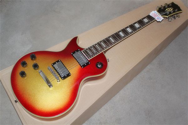 

flyongcustom lp left hand electric guitar large particle gold powder cs color